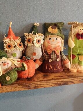 Fall Scarecrow Bundle Set Decoration Autumn Pumpkin Orange Green Decor Plaid Owl